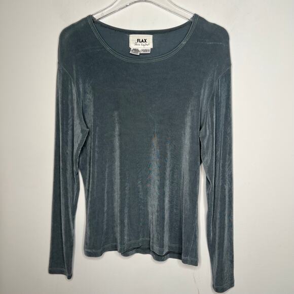 FLAX by Jeanne Engelhart Long Sleeve Slinky Shirt Size Large - Picture 5 of 6